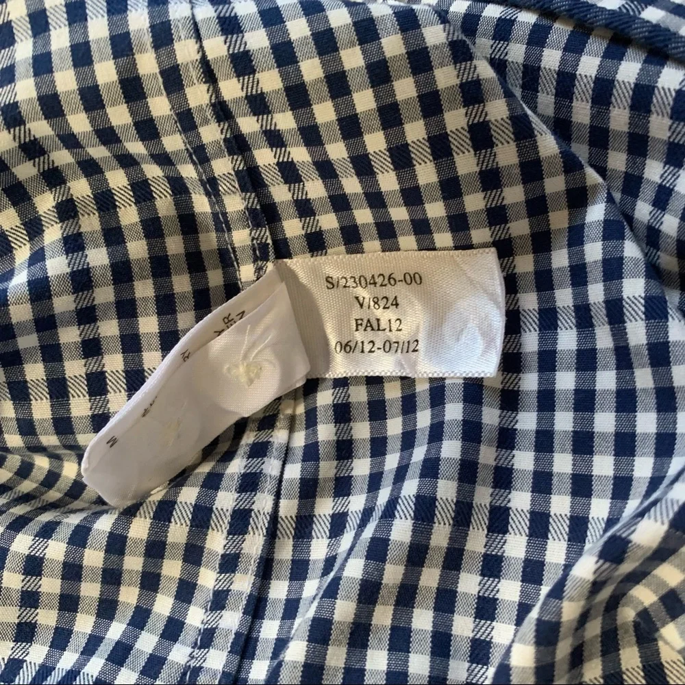 BANANA REPUBLIC Slim Fit Oxford Shirt Checks Navy & White Non Iron 17-17 1/2 XL
